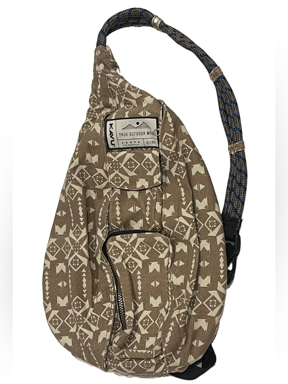 KAVU Ropalooza Rope Bag Sling Crossbody Backpack Discontinued Beige / Cream EUC